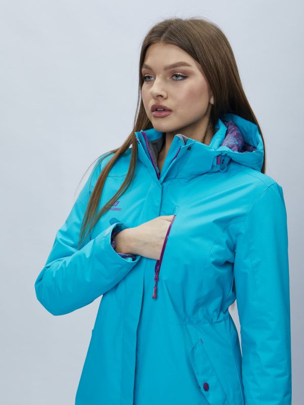 Women's blue hooded parka 551706S